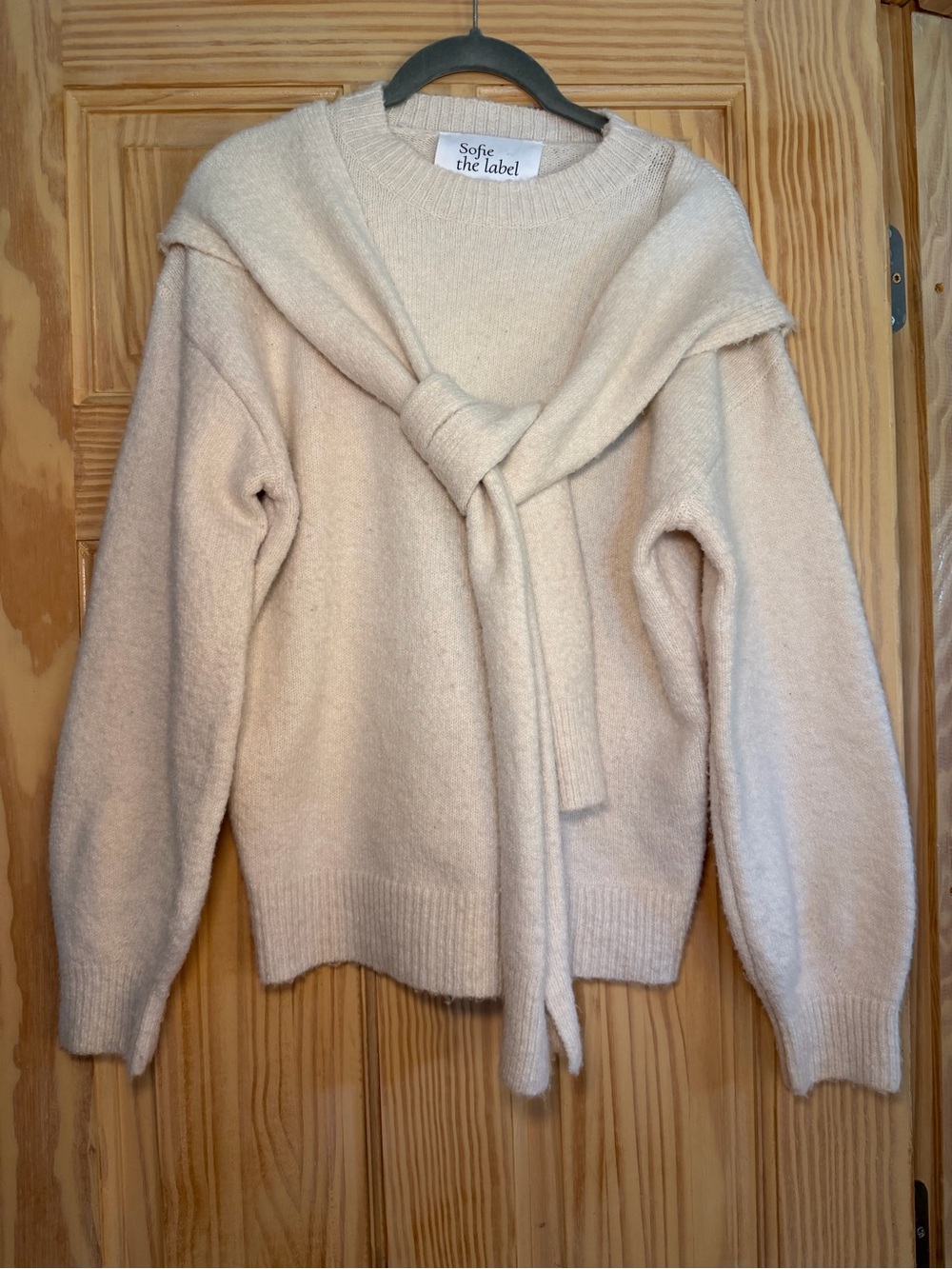 Cream Knit Sweater with Shoulder Tie- fall sweater!